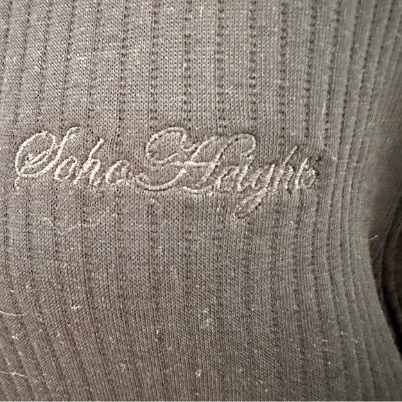 H&M Loose Fit Black Ribbed Hoodie Sweatshirt Soho Heights Logo Size M - Picture 12 of 14